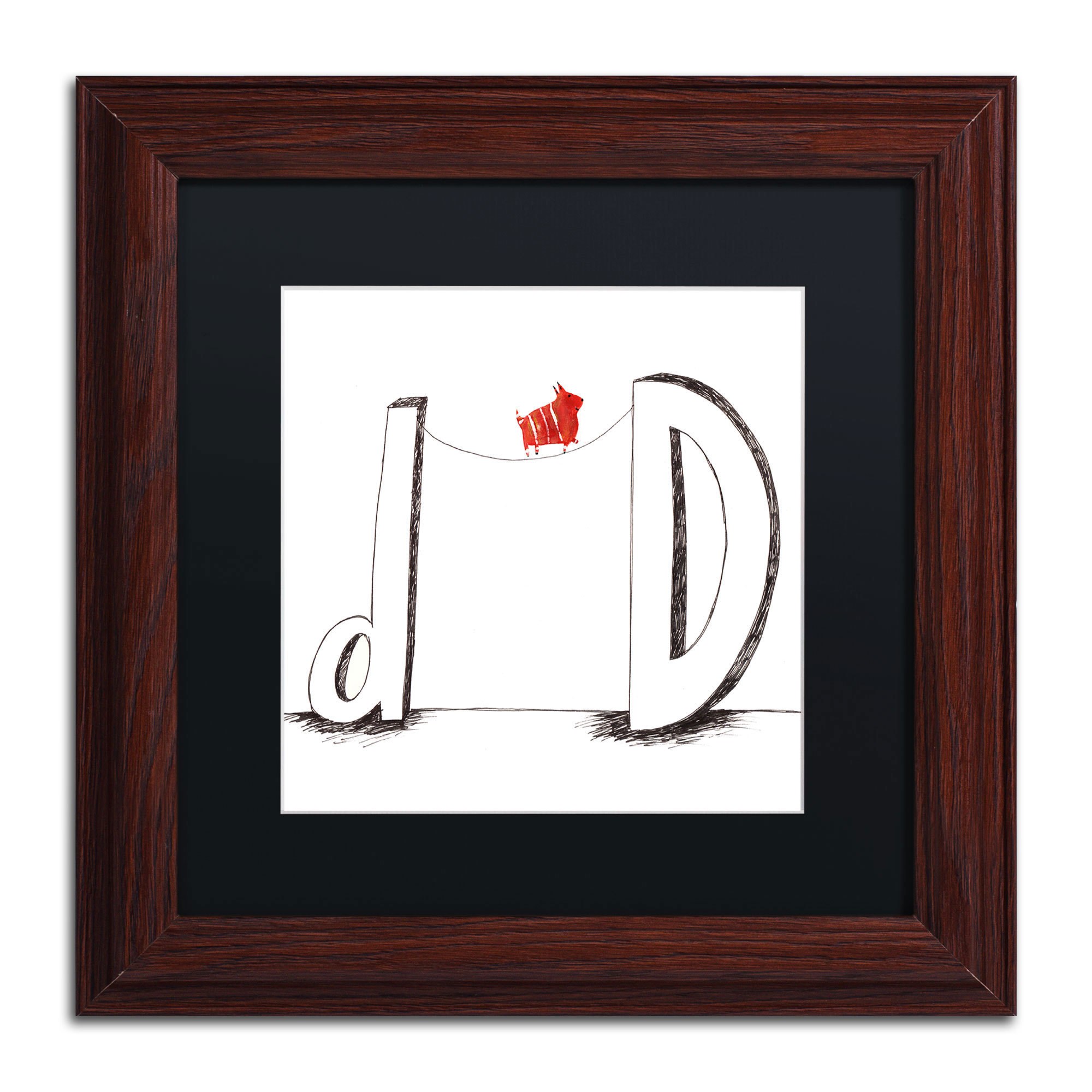 Carla Martell 'D is for Dog' Black Matted Framed Art
