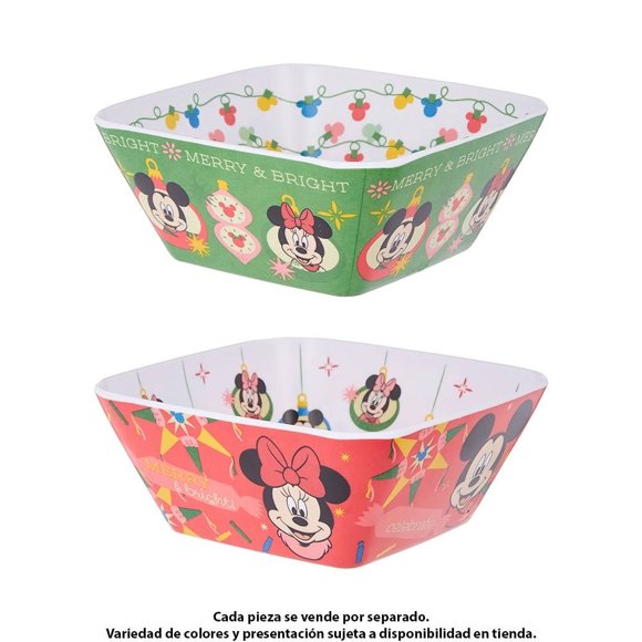 Bowl Disney Mickey Cuadrado de Melamina con Brillos para Alimentos