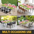 thumbnail image 5 of Happy Easter Table Cloths for 5 Foot Rectangle Tables, Rabbits Eggs Spring Daisy Floral Grass Pink Patio Waterproof Elastic Fitted Tablecloths, Washable Rectangular Table Cover for Camping, 5 of 8