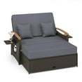 thumbnail image 2 of Costway Patio Rattan Daybed Set with Cushioned Loveseat & Storage Ottoman for Porch Gray, 2 of 10
