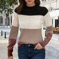 thumbnail image 2 of GBSYEWXS Sweaters For Women Silver Crew Neck Long Sleeve Color Block Cute Pullover Sweater, 2 of 5