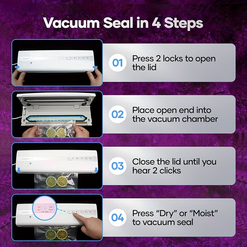 Vacuum Sealing Machine, Automatic Food Sealer with Bag Cutter, Vacuum Seal Roll Included, Dry & Moist Food Modes