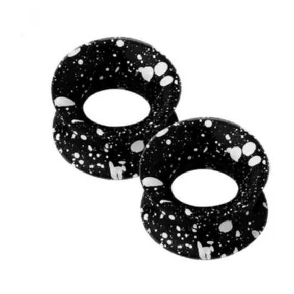 EOEMY 1 Pcs Silicone Flexible Ear Gauges Plugs Expander Double Flared Flesh Tunnels /-Black-10mm