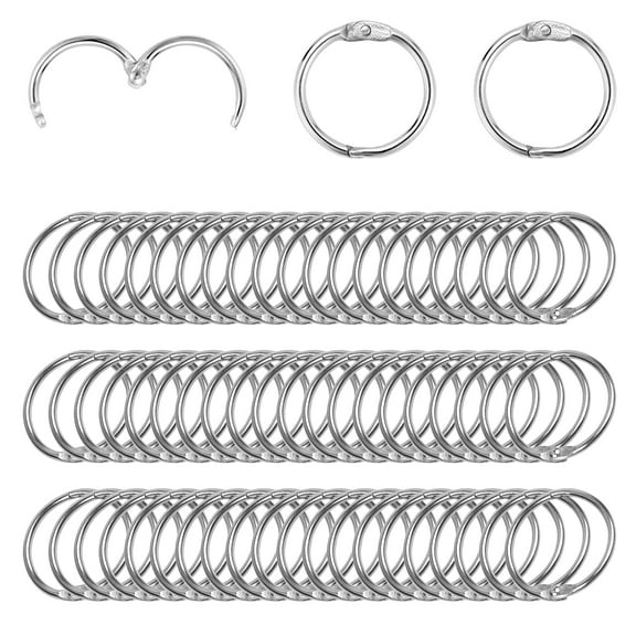 SPOKKI Binder Rings, 60 Pcs 1.2 inch Loose Leaf Rings for Index Cards for Office, School（Silver）