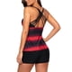 thumbnail image 3 of Traje de baño de dos piezas de talle alto con estampado degradado y espalda cruzada para mujer Trajes de baño de dos piezas para fiesta en la piscina Rojo XL, 3 of 5