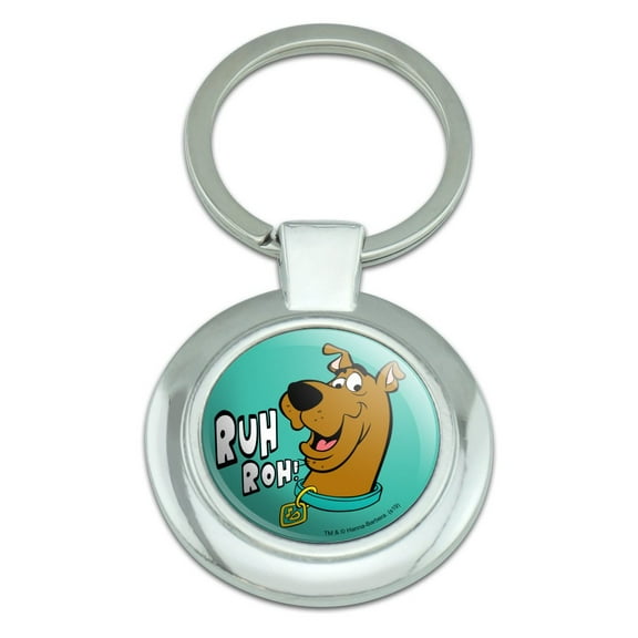 Scooby-Doo Ruh Roh Keychain Classy Round Chrome Plated Metal