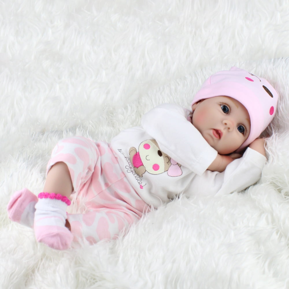 Handmade 22inch Reborn bABY Dolls Adorable Newborn Girl Doll Soft Cloth Body with Accessories