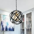 thumbnail image 3 of Warehouse of Tiffany Kassdin Matte Black+Gold Metal and Crystal Orb 1-Light Chandelier, 3 of 5