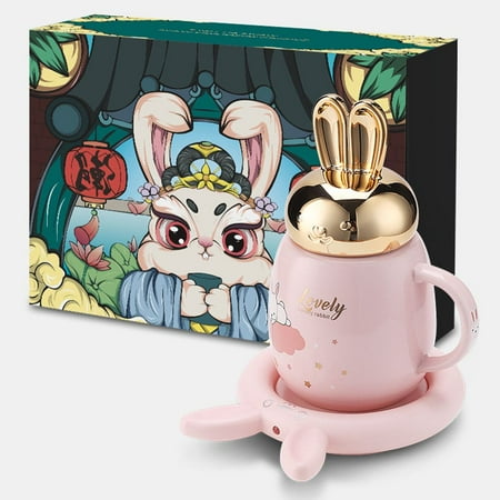 

Warmth insulated Cup Milk Mug Coaster 55° insulated Cup Cup Warmer USB Electric Cup Heating Coaster PINK SET