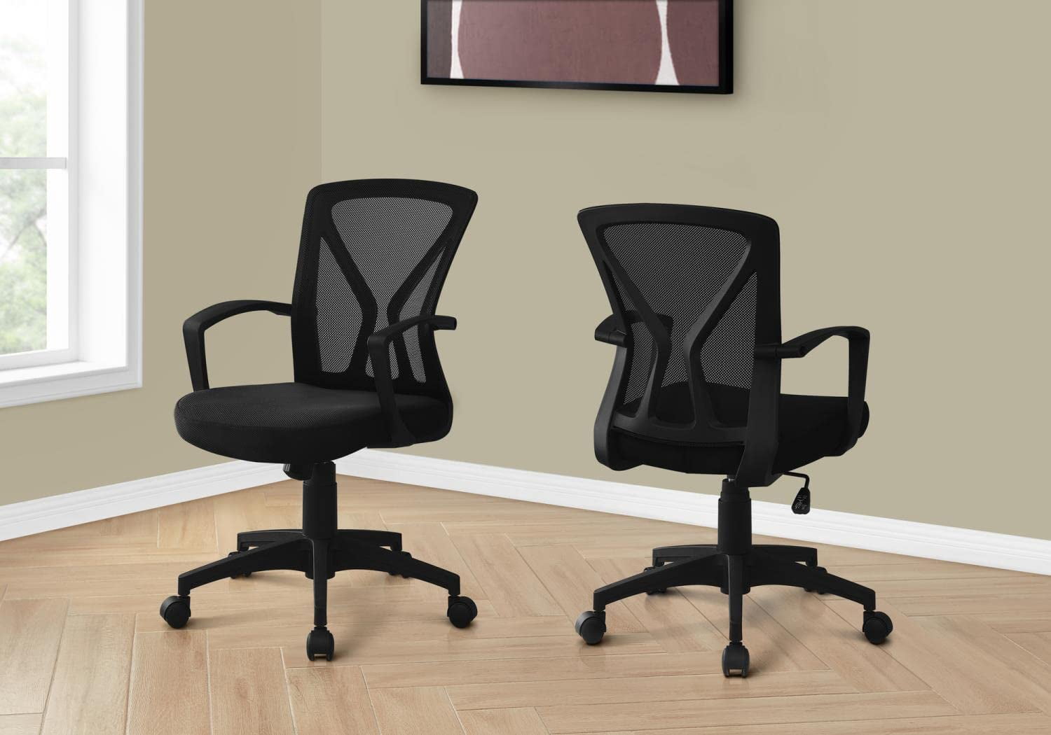 Monarch Specialties Office Chair, Swivel, Ergonomic, Armrests, Computer Desk, Work, Black Mesh