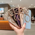 thumbnail image 6 of Compatible with iPhone 12 Pro Case Magsafe, Cute Heart Pattern Luxury Plating Full Camera Lens Protection Magnetic Case for iPhone 12 Pro for Women Girl-Deep Purple, 6 of 10
