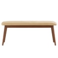 thumbnail image 2 of Weston Home Arne Mid-Century Tapered Beige Fabric Dining Bench, Dark Walnut Finish, 2 of 7