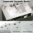 thumbnail image 4 of 30" Bathroom Vanity with Ceramic Sink, Modern Fluted MDF Cabinet, Full-Extension Soft Close Drawers, Minimalist Black Pulls, Green Finish, American Design, Bathroom Storage, 4 of 8