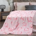 thumbnail image 5 of Pink Bow Blanket Christmas Throw Blanket Pink Bow Ribbon Winter Farmhouse Blanket Couch Sofa Soft Warm Bed Blankets for Women Friends Gifts, 5 of 6