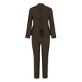 thumbnail image 5 of Women's Elegant Solid Color Long Sleeve Cardigan and Straight Leg Pants Suit Set for Wear, 5 of 6