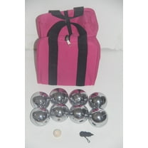 73mm Metal Bocce/Petanque Set with Silver Balls and Heavy Duty Pink Nylon Bag - Single