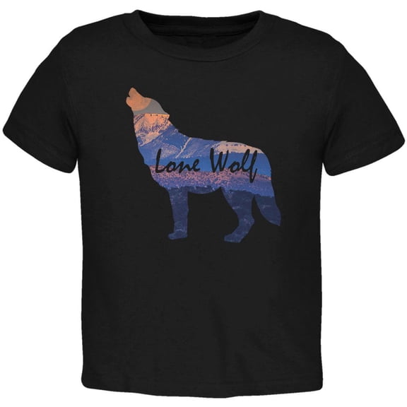 Lone Wolf Lanscape Toddler T Shirt Black Toddler Size 5/6