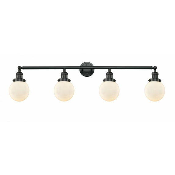Innovations 215-BK-G201-6-LED Beacon 4 Light Bath Vanity Light part of the Franklin Restoration Collection, Matte Black
