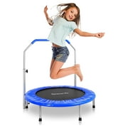 TiaGOC Portable & Foldable Trampoline - 36" In-Home Mini Rebounder, Fitness Body Exercise - Updated Version - SLSPT365,Blue