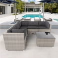 thumbnail image 2 of 6-Piece L-Shaped Patio Furniture with 3 Storage Under Seat, Outdoor Wicker Conversation, All Weather PE Rattan Sectional Sofa Set Wicker Sofa Ideal for Garden, Porch, 2 of 9