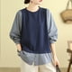 thumbnail image 1 of Blusa informal de manga larga sin capucha para mujer, con cuello redondo, holgada, versátil y de manga larga., 1 of 5