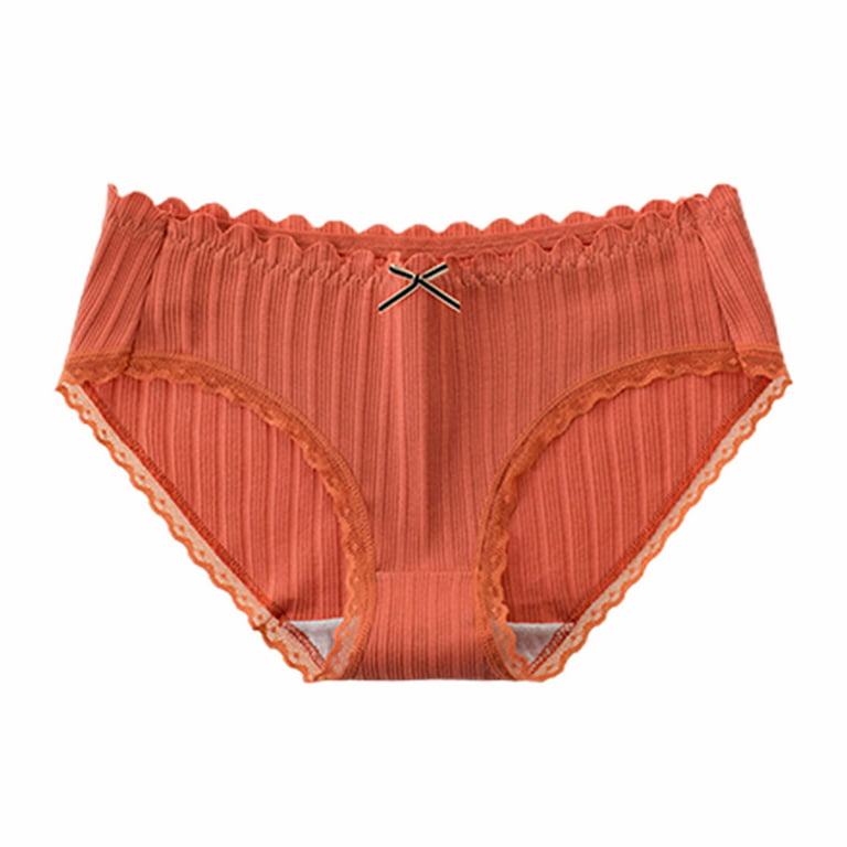 harmtty Lightweight Briefs Hygroscopic Elastic Waistband Ribbing Design  Panties Women Accessory,Dark Orange,XL
