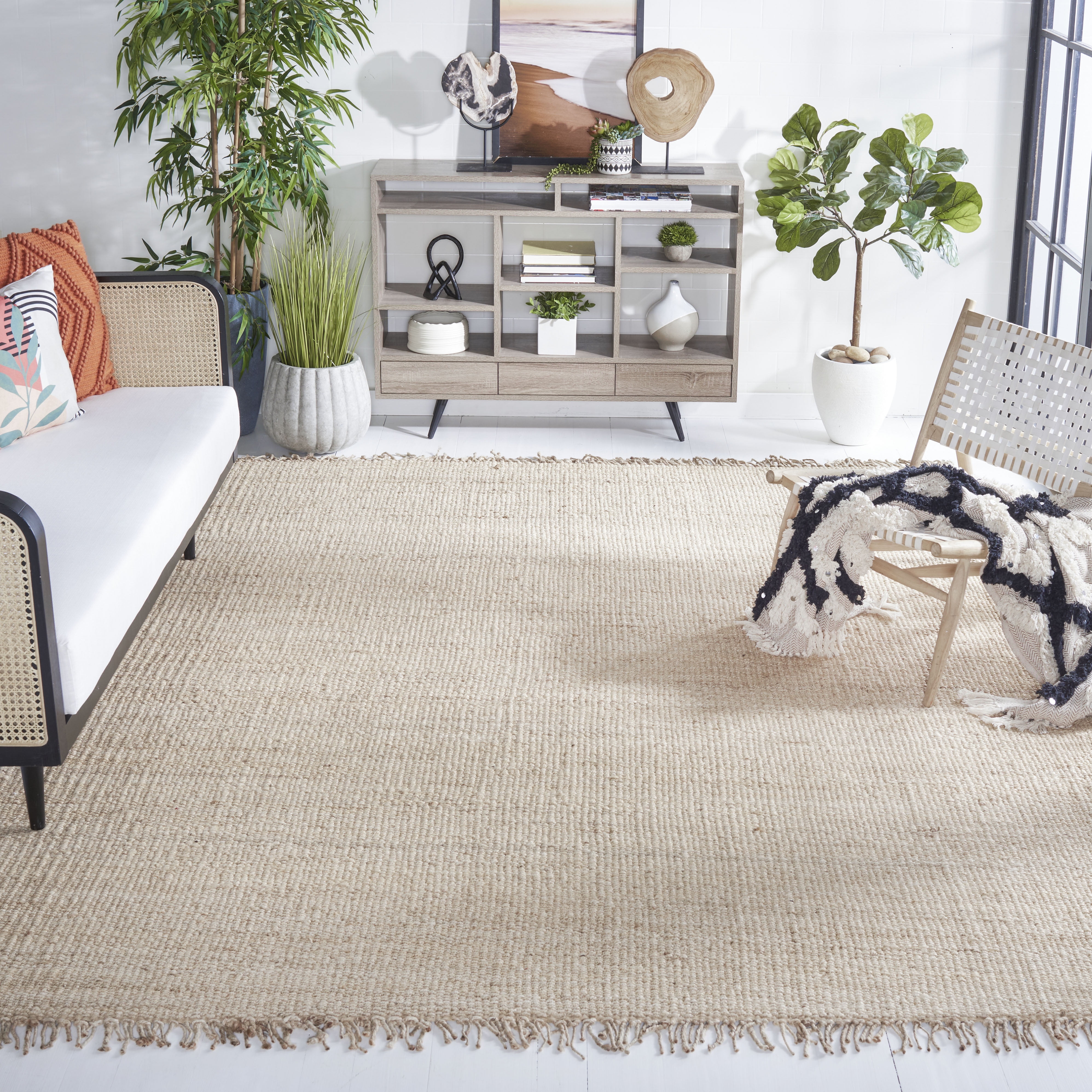 SAFAVIEH Natural Fiber Clara Solid Area Rug, Ivory, 10' x 14'