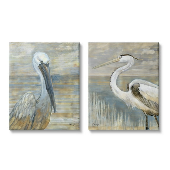 Stupell Industries Sea Birds Abstract Beach Painting Gallery Wrapped Canvas Print Wall Art, Set of 2, Design by Paul Brent