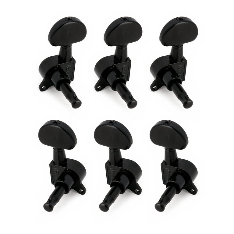 Metallor Sealed Guitar String Tuning Pegs Grover Machine Heads Tuners Tuning Keys 3L 3R for Acoustic Guitar or Electric Guitar Half Round Head Black
