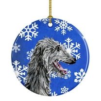 Carolines Treasures SC9789CO1 Scottish Deerhound Winter Snowflakes Ceramic Ornament 3 in multicolor
