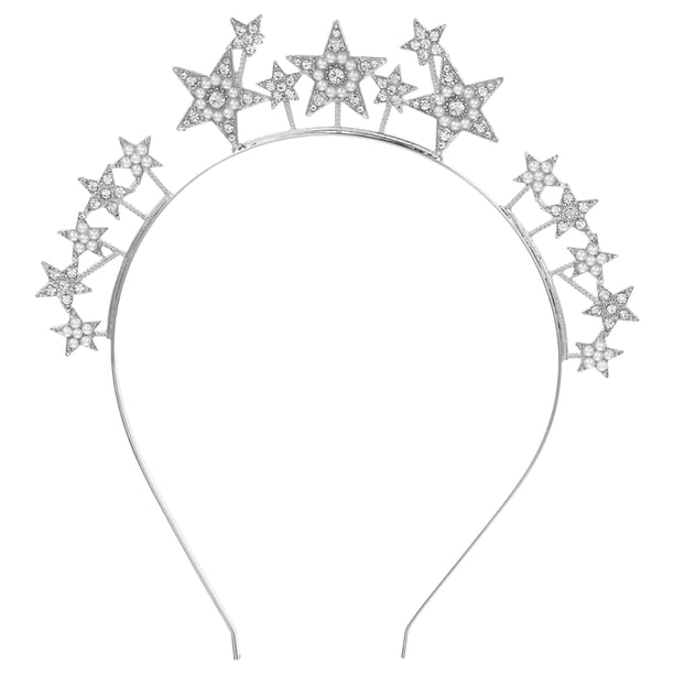 Diadema con corona de estrellas y tiara de boda, con diamantes de imitación y cristales, ideal como tocado de novia o accesorio para el cabello