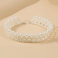 thumbnail image 5 of Eosunjian Women Necklace Faux Pearl Symmetric Multi-layered Solid Color Smooth Choker Luxury Princess Royal Style Neck Decoration Jewelry Prom Wedding Party Cocktail Lady Necklace White, 5 of 13