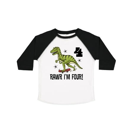 

Inktastic 4th Birthday Party Dinosaur 4 Year Old Gift Toddler Boy Girl T-Shirt
