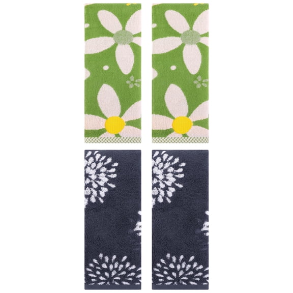 Unique Bargains 4 Pcs Hand Towel Blue/Green 14" x 30"/13" x 29"