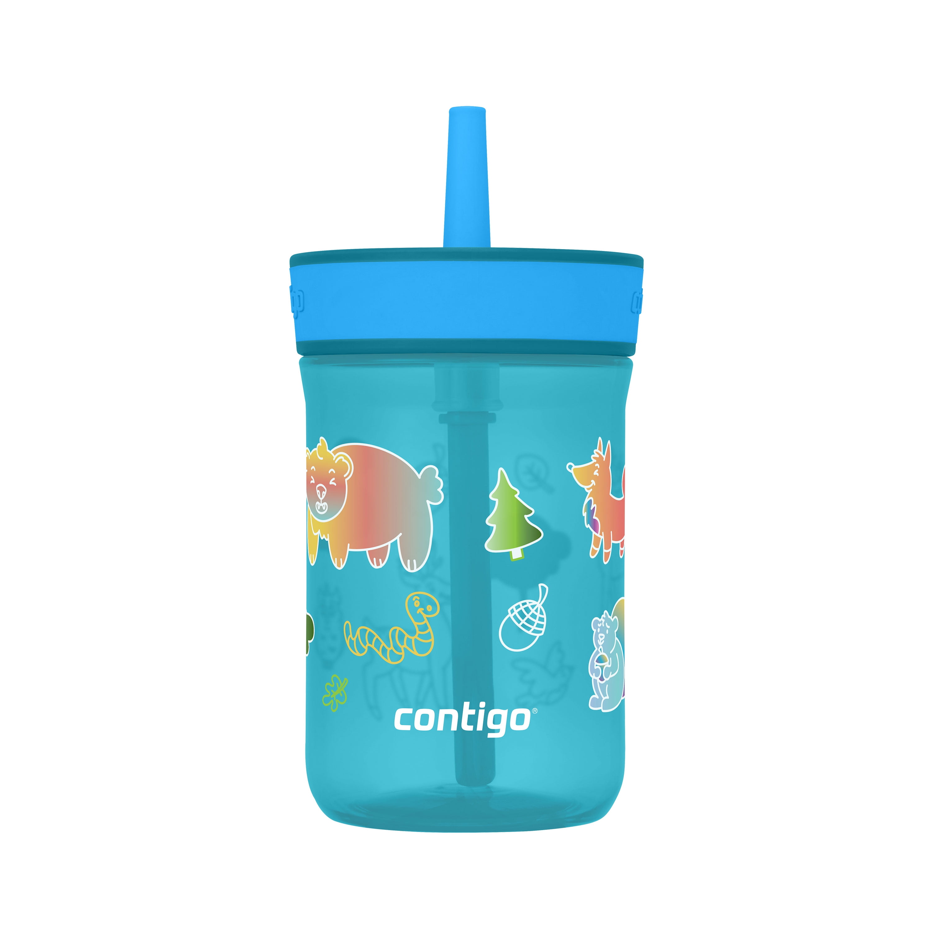 Contigo Kids Leighton Spill-Proof Tumbler with Straw, 14 oz (414 ml), Reusable Water Bottle, Juniper Forest Harvest