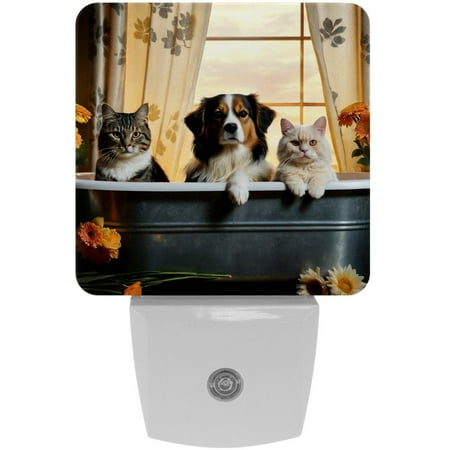 

LED Night Light Lamp with Smart Sensor Dusk to Dawn Sensor 2-Pack for Bedroom Bathroom Hallway White 0.5W Plug-in Cartoon Animal Bath Farmhouse Cat Dogs Lovely