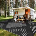 thumbnail image 4 of Nanan 6x9 Modern Geometric Outdoor Rug, All-Weather Waterproof Patio Mat, UV Resistant, Stain Resistant, Easy Clean Plastic Rug for Yard, Deck, Balcony, Camping,Black White, 4 of 8