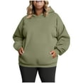 thumbnail image 2 of Tdoqot Womens Plus Size Hoodies with Pocket- Fall Fashion Loose Long Sleeve Casual Pullover Sweatshirt Army Green Size L, 2 of 5