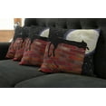 thumbnail image 2 of Ambesonne Moon Throw Pillow Cover 4 Pack, Sillhouette Cat Resting, 18", Black Ivory Vermilion, 2 of 6
