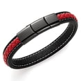 thumbnail image 2 of bracelet en Cuir pour Hommes, Armure Rouge Classique, Fermoir Magnétique plus un Fermoir d'Extension (Rouge à 7.8 Pouces), 2 of 2