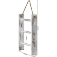 thumbnail image 3 of 3-Tier Mini Whitewashed Wood Wall-Hanging Hand Towel Storage Ladder with Rope, 3 of 6