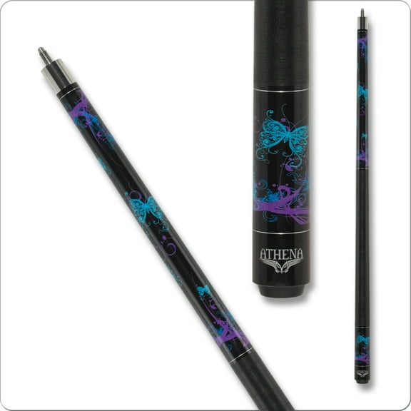 Athena ATH44 Teal and Purple Butterflies Pool Cue  Billiard Stick Billiards Cues