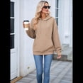 thumbnail image 4 of Sudadera con Capucha para Mujer, Informal, de Larga, con Cordón Ajustable, Estilo Waffle, Holgada, con Bolsillo. Caqui L, 4 of 10