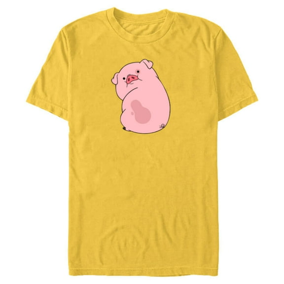 Disney Channel Gravity Falls Waddles the Pig - Short Sleeve Blended T-Shirt for Adults -Customized-Yellow