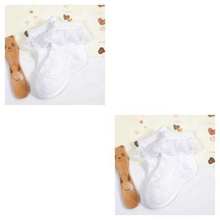 

wrea2pcs Cute Baby Infant Lace Sock Girls Tiny Newborn Spanish Knitted Cotton Blend Ankle Socks
