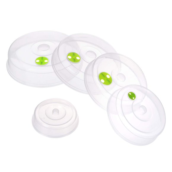 Juego de 5 cubiertas para platos de microondas con salidas de vapor ajustables; Cubiertas para salpicaduras de microondas: tamaños mixtos para platos de comida grandes y pequeños Tazones
