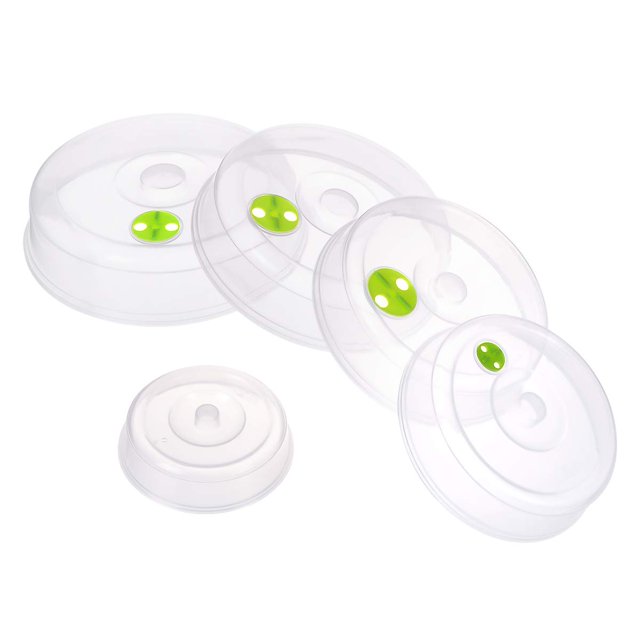 Juego de 5 cubiertas para platos de microondas con salidas de vapor ajustables; Cubiertas para salpicaduras de microondas: tamaños mixtos para platos de comida grandes y pequeños Tazones