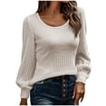 thumbnail image 2 of Gamivast Casual Soft Long Sleeve Ribbed Knit Sweaters for Women Basic Crew Neck Cuffed Sleeves Pullover Sweater Fall Winter Oversized Chunky Knitted Tops, 2 of 3