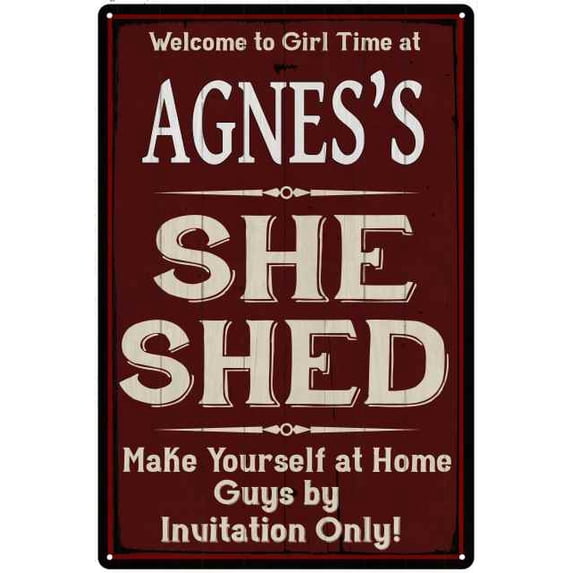 AGNES'S She Shed Red Sign Gift Lady Cave 12 x 18 Matte Finish Metal 112180088220