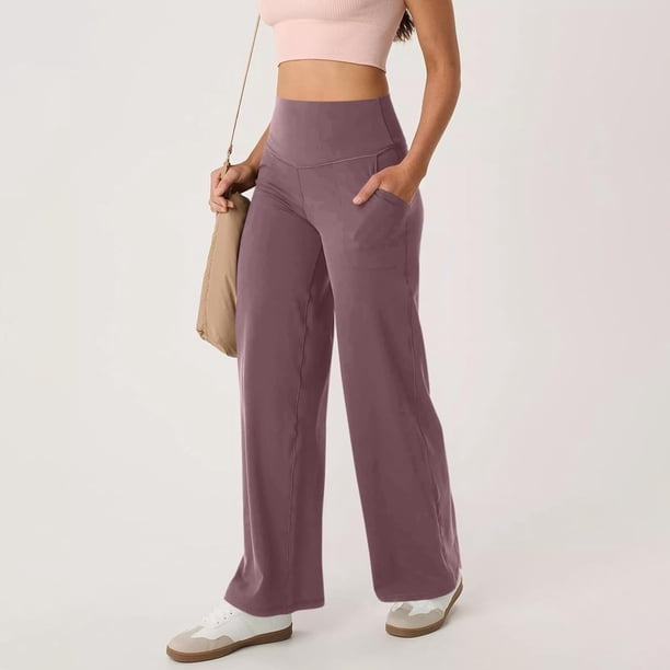 WILLBEST Pantalones Casuales para Mujer, Pantalones de Yoga de Pierna Ancha con Bolsillos, Pantalones Deportivos Holgados y Elásticos para Una Comodidad Durante Todo el Día. Extra Grande
